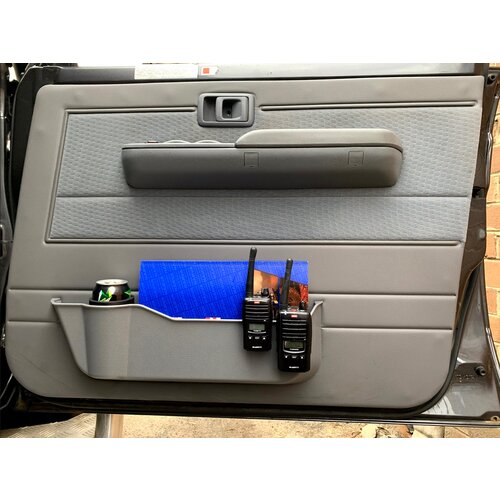 Department of the Interior Door Pockets (Front) With Drink Holder, for LC 70 Series, Suits All, (GREY)