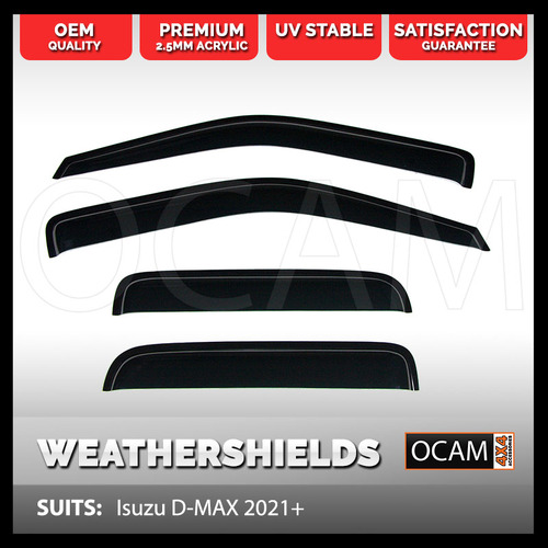 OCAM Weathershields for Isuzu D-MAX 08/2020+ MY21 Window Visors Tinted D MAX DMAX