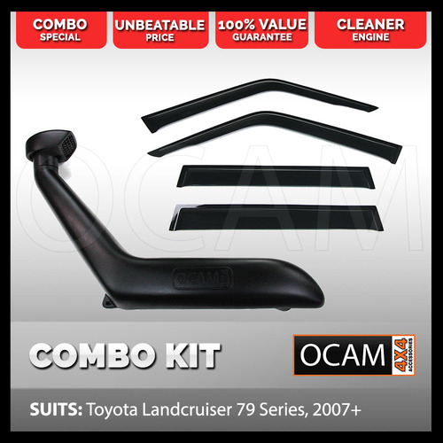 OCAM Weathershields & OCAM 4" Snorkel For Toyota Landcruiser 76 79 Series, 2007-10/2023, Window Visors 
