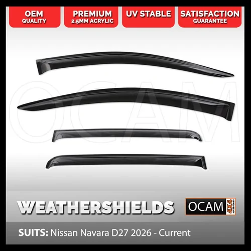 OCAM Weathershields for Nissan Navara D27 2026 - Current, Dual Cab Window Visors