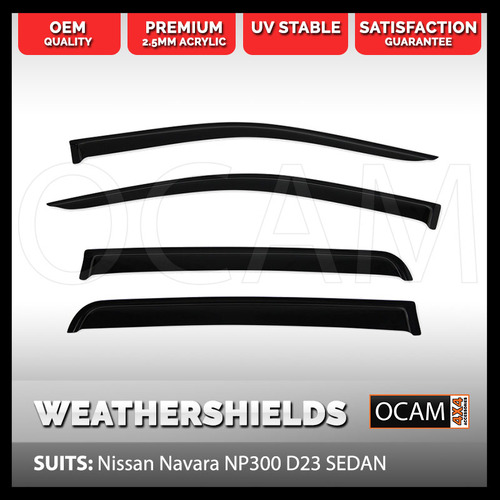 OCAM Weathershields for Nissan Navara NP300 D23 07/2015-2023, 4-pce Window Visors