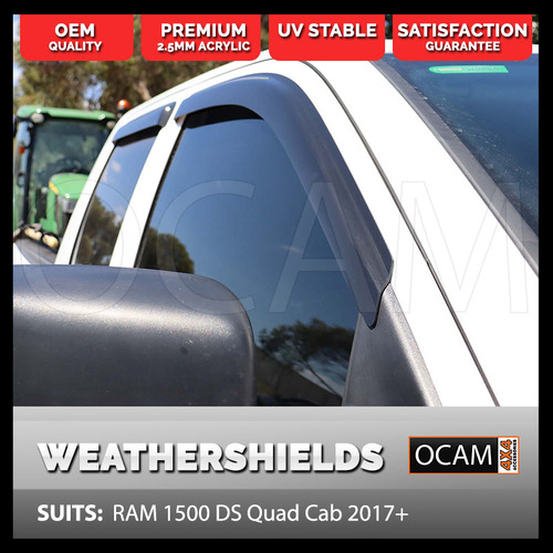 OCAM Weathershields for RAM 1500 DS Quad Cab 2017-Current, Window Visors