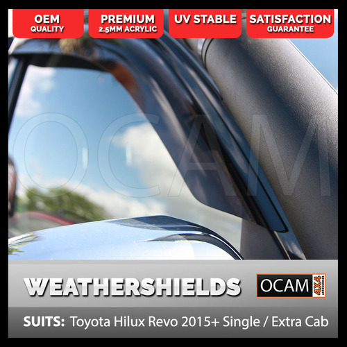 OCAM Weathershields For Toyota Hilux N80 2015-2022 Extra, Single Cab, Window Visors 2-pce