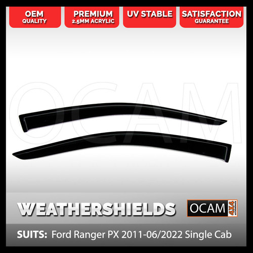 OCAM Weathershields For Ford Ranger PX 2011-2021 Single Cab Window Visors