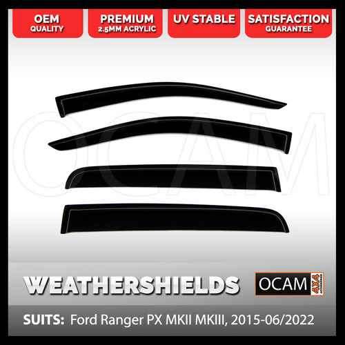 OCAM Weathershields for Ford Ranger PX MKII MKIII, Raptor, 2015-06/2022 Window Visors