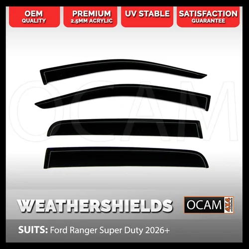 OCAM Weathershields for Ford Ranger Super Duty 2026 - Current, Window Door Visors