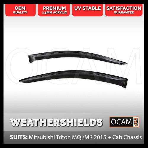 OCAM Weathershields for Mitsubishi Triton MQ MR 05/2015-2023 Cab Chassis Window Visors 2-pce