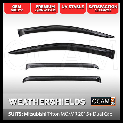 OCAM Weathershields for Mitsubishi Triton MQ MR 05/2015-2023 Dual Cab Window Visors