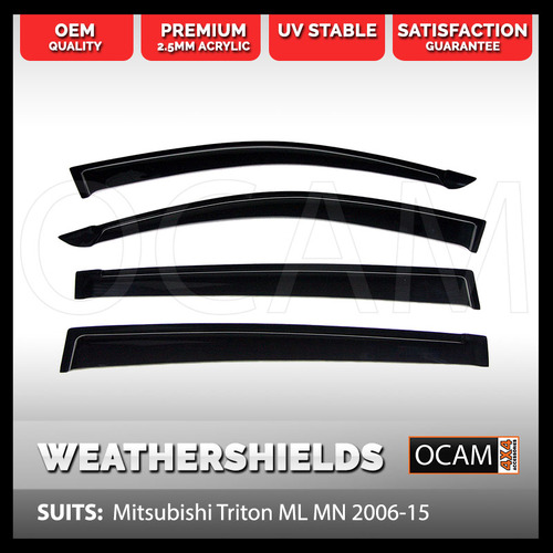 OCAM Weathershields For Mitsubishi Triton ML MN 2006-15 Window Visors
