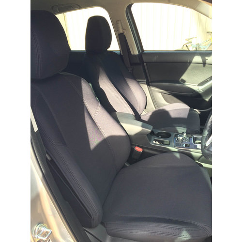 First Row - Black Neoprene Seat Covers With Black Stitching for Holden Colorado RG 10/2013-Current, LX-LT