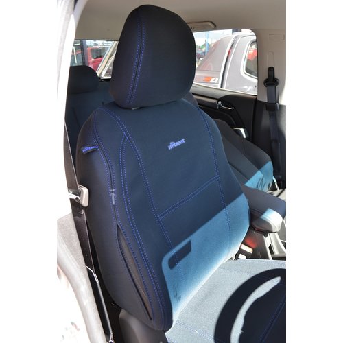 First Row Wetseat Tailored Neoprene Seat Covers for Nissan Navara NP300 01/2018-Current, Black With Blue Stitching