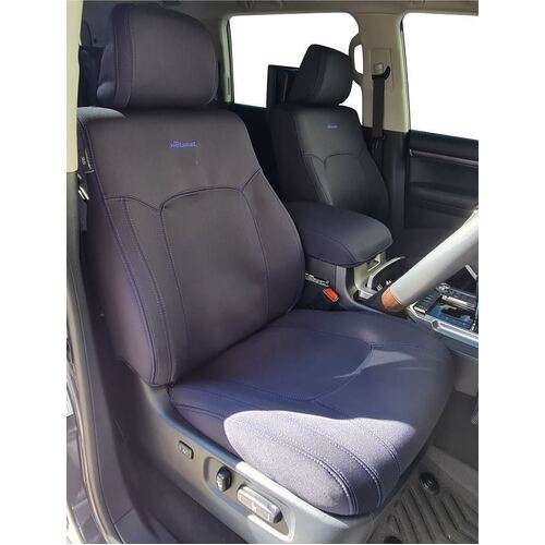 Front Row Wetseat Tailored Neoprene Seat Covers for Toyota LC200 Sahara 09/2015-05/2021 Black with Charcoal Stitching