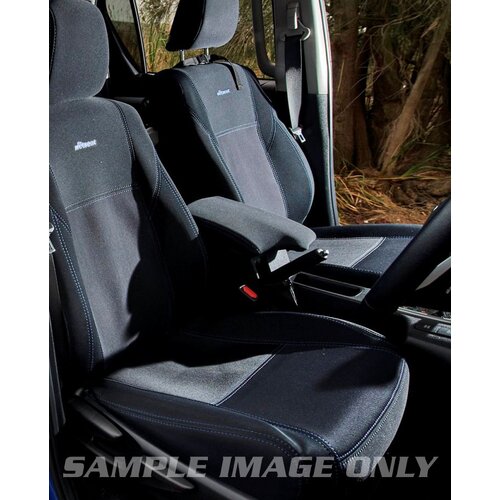 Front Row Wetseat Tailored Neoprene Seat Covers for Toyota Landcruiser 200 Series GX GXL 2007-Current, Black With White Stitching