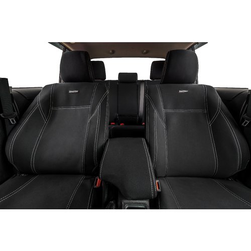 Front Row - Black Neoprene Seat Covers With White Stitching For Toyota LC80 Series Sahara