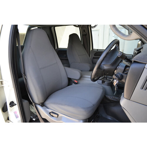 Front Row Wetseat Tailored Neoprene Seat Covers for Toyota Landcruiser 200 Series GX GXL 2007-Current, Mid Grey With White Stitching