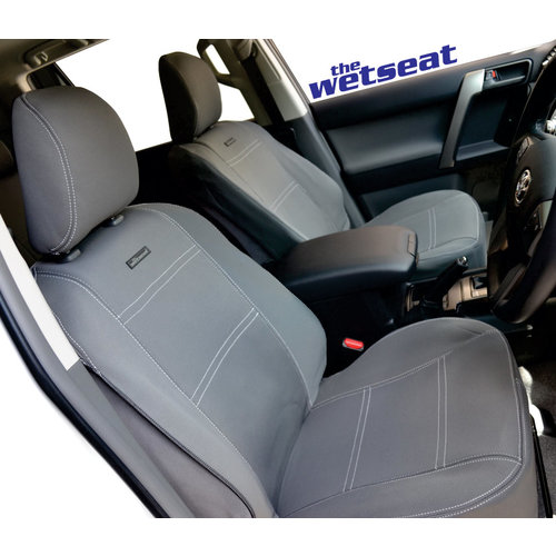 Front Row - Mid Grey Neoprene Seat Covers With White Stitching For Toyota LC80 Series Sahara