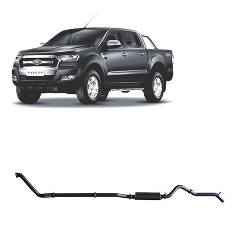 Redback Extreme Duty 3" Single Exhaust System for Ford Ranger PX2 PX3, 10/2016-On, DPF Back, With Large Muffler