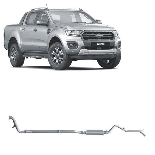Redback Extreme Duty 3" Single Exhaust System for Ford Ranger PX3, 07/2018-On, DPF Back, With Large Muffler