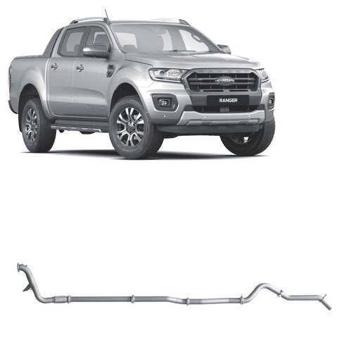 Redback Extreme Duty 3" Single Exhaust System for Ford Ranger PX3, 07/2018-On, DPF Back, With Delete Pipe