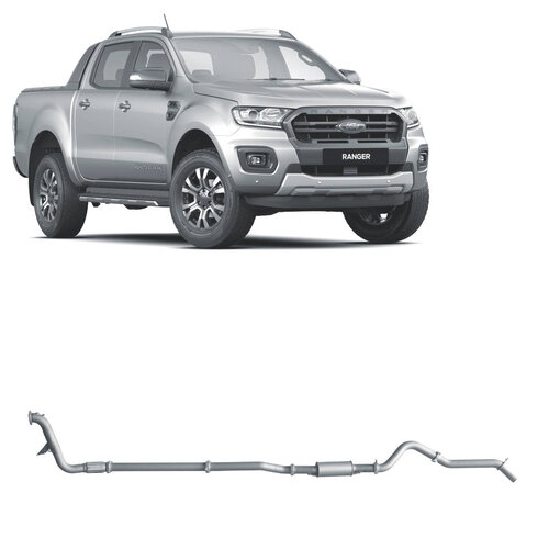 Redback Extreme Duty 3" Single Exhaust System for Ford Ranger PX3, 07/2018-On, DPF Back, With Resonator
