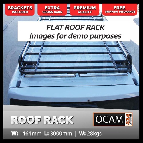 OCAM Aluminium Flat Roof Rack For Toyota Hiace 2019-Current, Rollers, Alloy 3000x1464mm