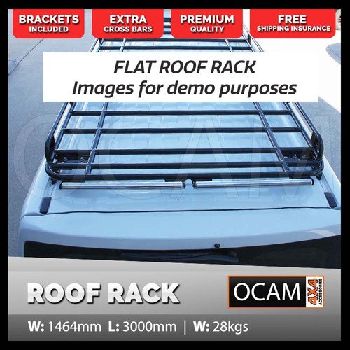 OCAM Aluminium Flat Roof Rack For Toyota Hiace 2019-Current, Rollers, Alloy 3000x1464mm