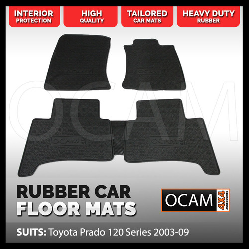Tailored Rubber Floor Mats for Toyota Landcruiser Prado 120 Series 2003-2009 Car Mats