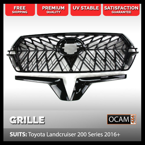 Front Mesh Grille for Toyota Landcruiser 200 Series 2016-21 Black