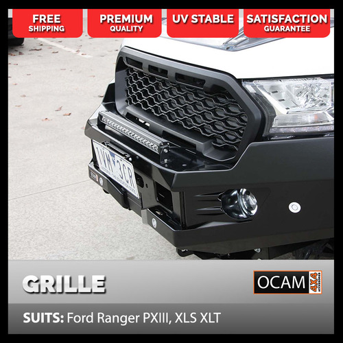 Front Mesh Grill for Ford Ranger PX3 XLS XLT Kut Snake Raptor Style Matte Black Grille