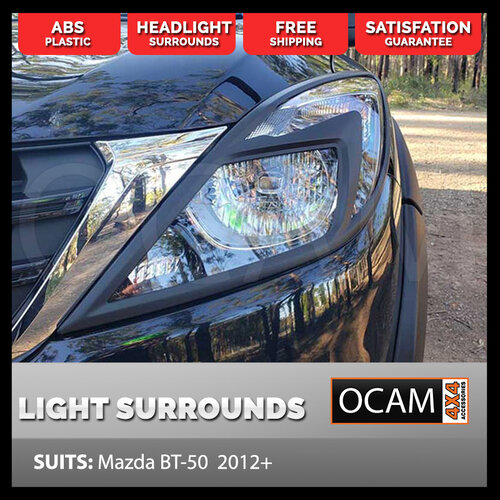 Head Light Lamp Surrounds for Mazda BT-50 11/2011-08/2020, Black BT50