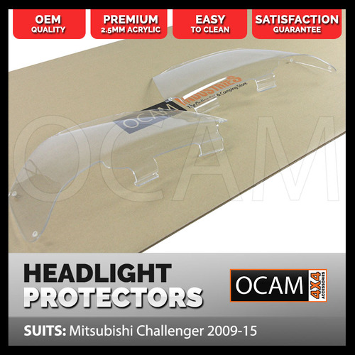 OCAM Headlight Headlamp Protectors for Mitsubishi Challenger 2009-15 Lamp Covers