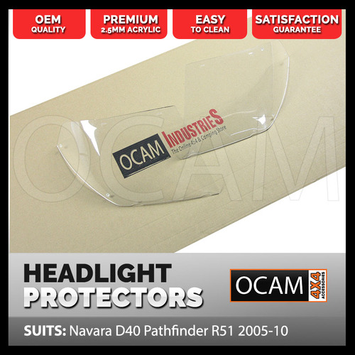 OCAM Headlight Headlamp Protectors Navara D40 Pathfinder R51 2005-10 Lamp Covers