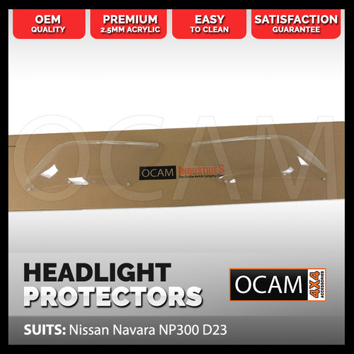 OCAM Headlight Headlamp Protectors for Nissan Navara NP300 2015-20, D23 Lamp Covers