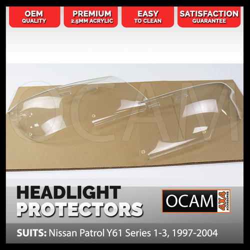 OCAM Headlight Protectors For Nissan Patrol Y61 Series 1-2, 1997-2000, Headlamp Covers