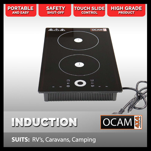 OCAM Double Induction Cooktop Built-in, Flush-mount, Portable 1500 + 1400W, Touch Control