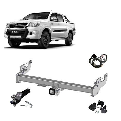 TAG+ Heavy Duty Towbar to suit Toyota Hilux Cab Chassis & Style Side no bumper 04/2015-20, With Wiring Harness