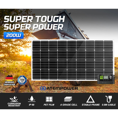 ATEM 250W Solar Panel Kit Mono Fixed Caravan Camping Power Battery Charging 12V