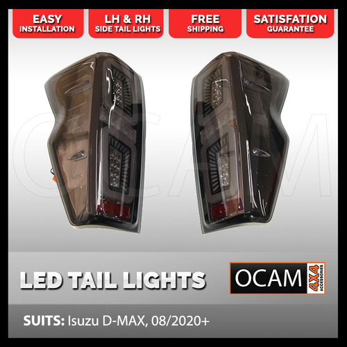 LED Tinted Tail Lights For Isuzu D-MAX, 08/2020-Current