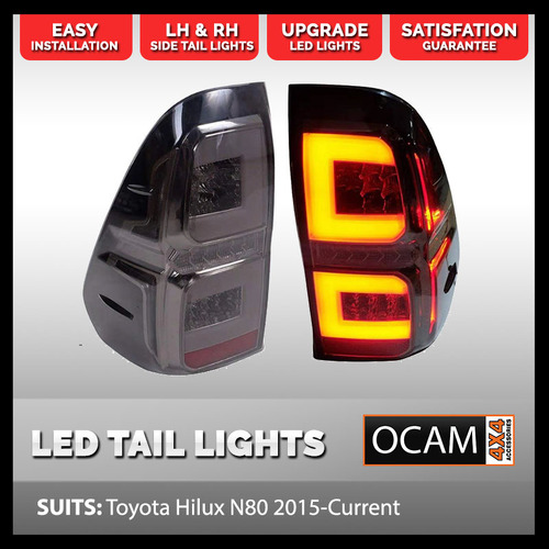 LED Tail Lights For Toyota Hilux N80,  2015-Current LH & RH Side in Black