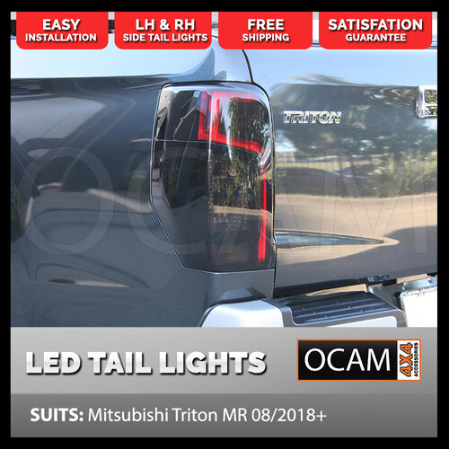 LED Tinted Tail Lights For Mitsubishi Triton MR, 08/2018-Current