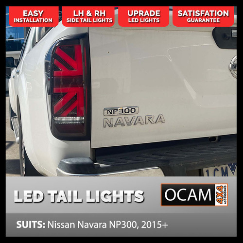 LED Tail Lights for Nissan Navara NP300 07/2015-02/2021 LH & RH Side in Black