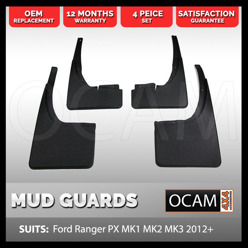 Mud Flaps Splash Guard Ford Ranger PX MK1 MK2 MK3 2012-21 Black XL XLS XLT Wildtrak Raptor