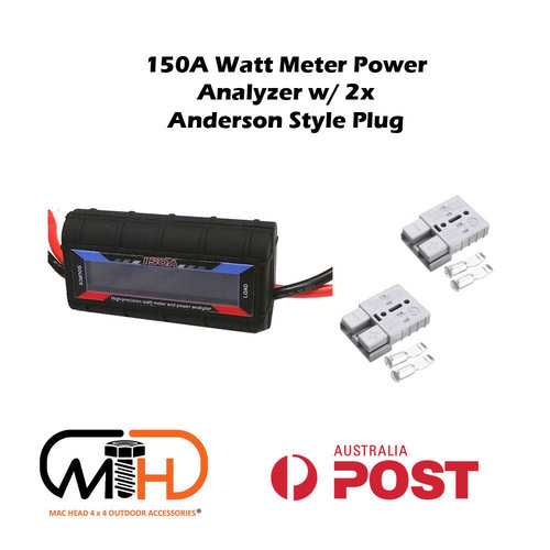 150A Watt Meter Power Analyzer Digital LCD Solar Volt Amp Anderson Style Plug AU