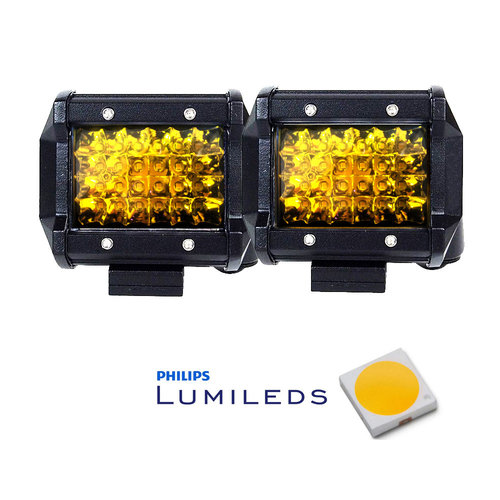 2 x 4" 18W LED Spot Lights Philips Yellow Reverse Driving Fog Lights 4WD