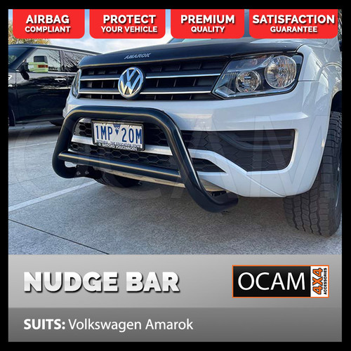 OCAM Nudge Bar For Volkswagen Amarok Grille Guard-BLACK, Airbag Compliant