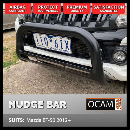 Nudge Bar for Mazda BT-50 11/2011-08/2020, Black, Grille Guard Airbag Compliant