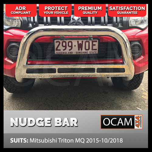 Nudge Bar For Mitsubishi Triton MQ 2015-10/2018 Airbag Compliant Stainless