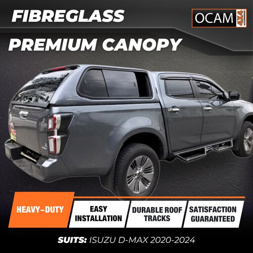 OCAM Fibreglass Premium Canopy for Isuzu D-MAX 08/2020-04/2024