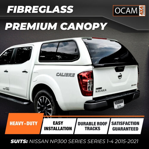 DISCONTINUED - OCAM Fibreglass Premium Canopy for Nissan NP300 Series 1-4 07/2015-02/2021