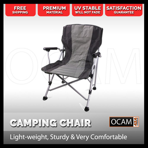 OCAM Camping Chair - Folding Outdoor Chair With Armrests 4X4, Charcoal & Black